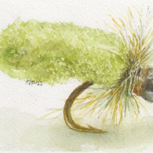Chartreuse Mop Fly watercolor painting