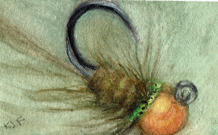 a orange beaded nymph