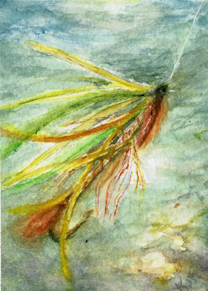 Flowing green salmon fly